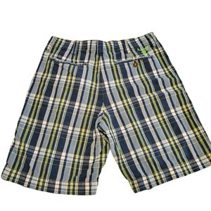 American Eagle Mens Shorts Blue Plaid 33 Cotton 4 Pockets Classic Flat Front